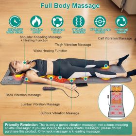 Full Body Electric Massage Mat with Heat Vibration Massage Pad Cushion Back Massage Mattress Chair Pad with Neck Massage Pillow with 10 Vibration