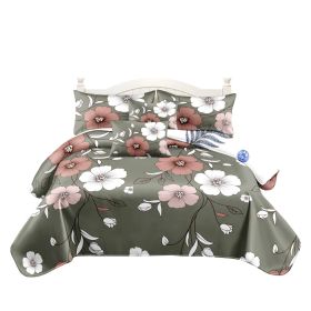 5 Piece Reversible Duvet Cover Set, US Designer Sage Green Vintage Floral Print Heavyweight Bedding Set With Pillow Shams And Throw Cushion Cover (Option: TWIN)