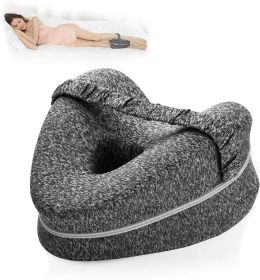 Leg Pillow Ergonomic Side Sleeping Pillows Memory Foam Knee Pillow with Strap for Side Sleeper (Color: Grey)