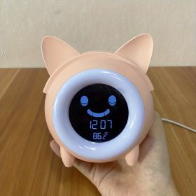 1pc Sleep Training Clock with Night Light, Sound Machine, Nap Timer, Snooze, Indoor Temperature (Color: PINK)