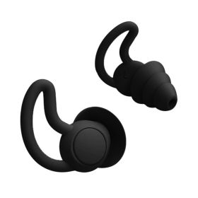 Silicone Ear Plugs Sound Insulation Anti Noise Sleeping Earplugs (Color: BLACK)