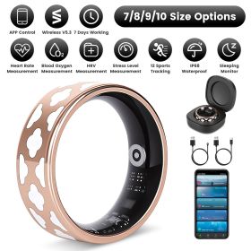 Size7/8/9/10 Options -- 1Pc Smart Ring Health Tracker Fitness/Sleep/Stress/HRV Tracker with Charging Case Magnetic Charging Cable for Women & Men (size: Cloud_10)