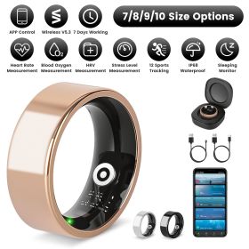 Smart Ring Health Tracker Fitness/Sleep/Stress/HRV Tracker with Charging Case Magnetic Charging Cable for Women & Men Compatible with iOS & Andro (size: RoseGold_7)