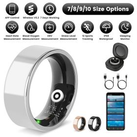 Smart Ring Health Tracker Fitness/Sleep/Stress/HRV Tracker with Charging Case Magnetic Charging Cable for Women & Men Compatible with iOS & Andro (size: Silver_10)