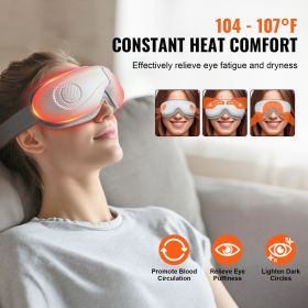 Eye Massager with Heat & Remote, Heated Eye Massage Mask with 5 Modes and Bluetooth Music, 180Â° Foldable Eye Care Massager for Eye Strain, Dry Eyes (Control Type: Remote Control, Color: White)