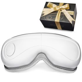 Eye Massager with Heat, Heated Eye Massage Mask with 5 Modes and Bluetooth Music, 180Â° Foldable Eye Care Massager for Migraines, Eye Strain (Control Type: Push-button, Color: White)