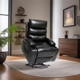 21"seat width,large size Electric Power Lift Recliner Chair Sofa for Elderly, 8 point vibration Massage and lumber heat, Remote Control (Color: BLACK)