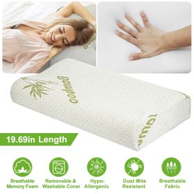 Bamboo Memory Foam Sleep Pillow Contoured Cervical Orthopedic Pillow Neck Support Breath Pillow (Color: as picture)