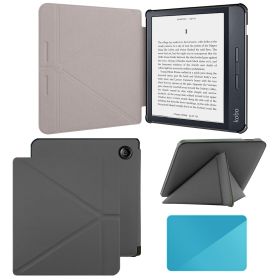 Case Compatible with 7 Inch Kobo Libra H2O Ereader(Model: N873, 2019 Release) (material: PU Leather, Color: Grey)